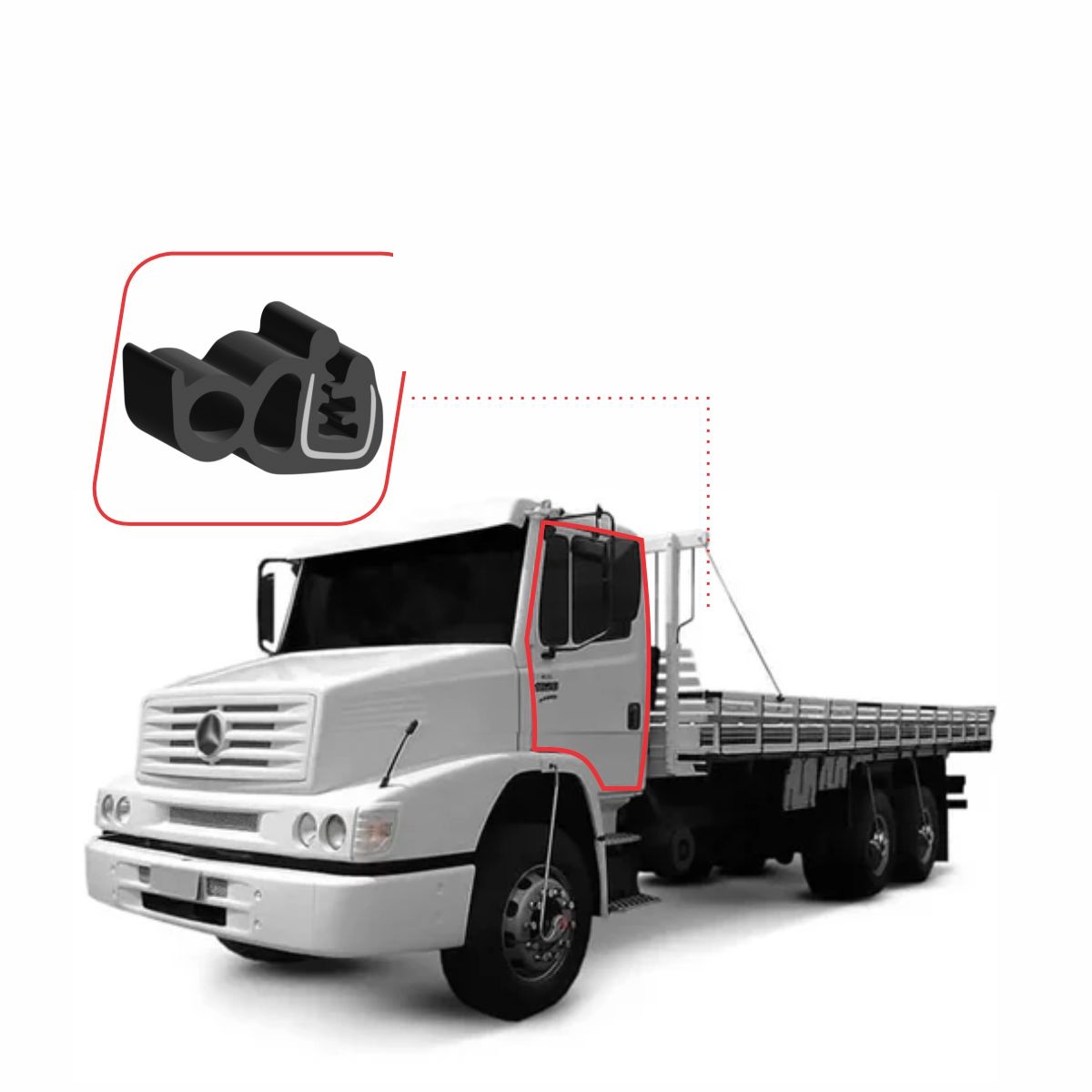 GUARNIÇÃO DA PORTA (ENCAIXE) (30M) MB AXOR/ATEGO/HPN/CARA CHATA/1620/1938/709/912/1118/1214/141