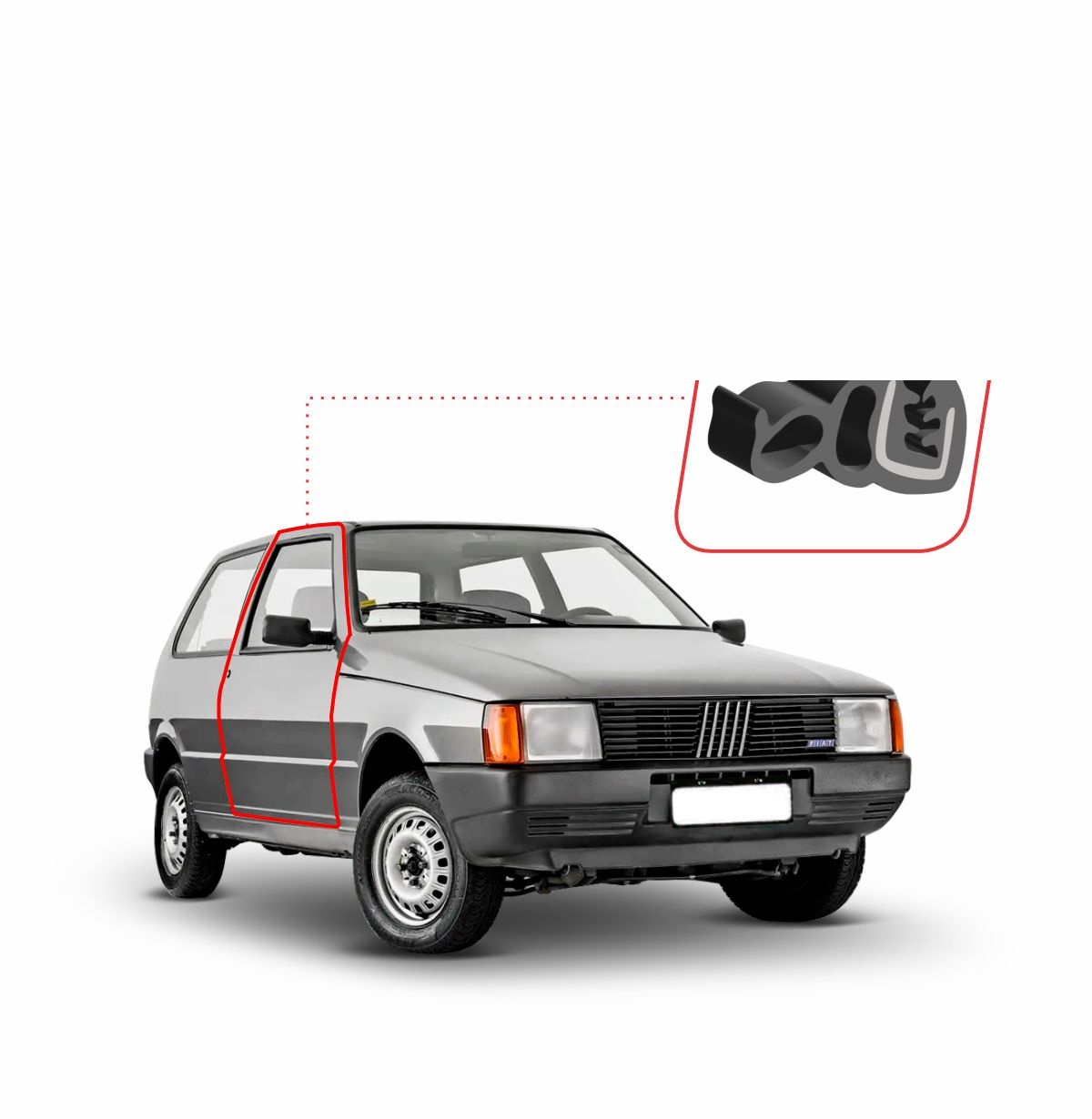 GUARNIÇÃO DA PORTA (TRIBULBO) (S/ABA) (BAIXA) (3660MM) CHEVETTE/MARAJÓ/CHEVY 83/.. UNO/PREMIO/ELBA 91/../ FIORINO 9