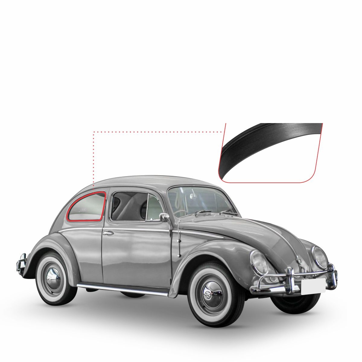 GUARNIÇÃO DA JANELA LATERAL EXT. (MÓVEL) VW FUSCA/SEDAN 63/86