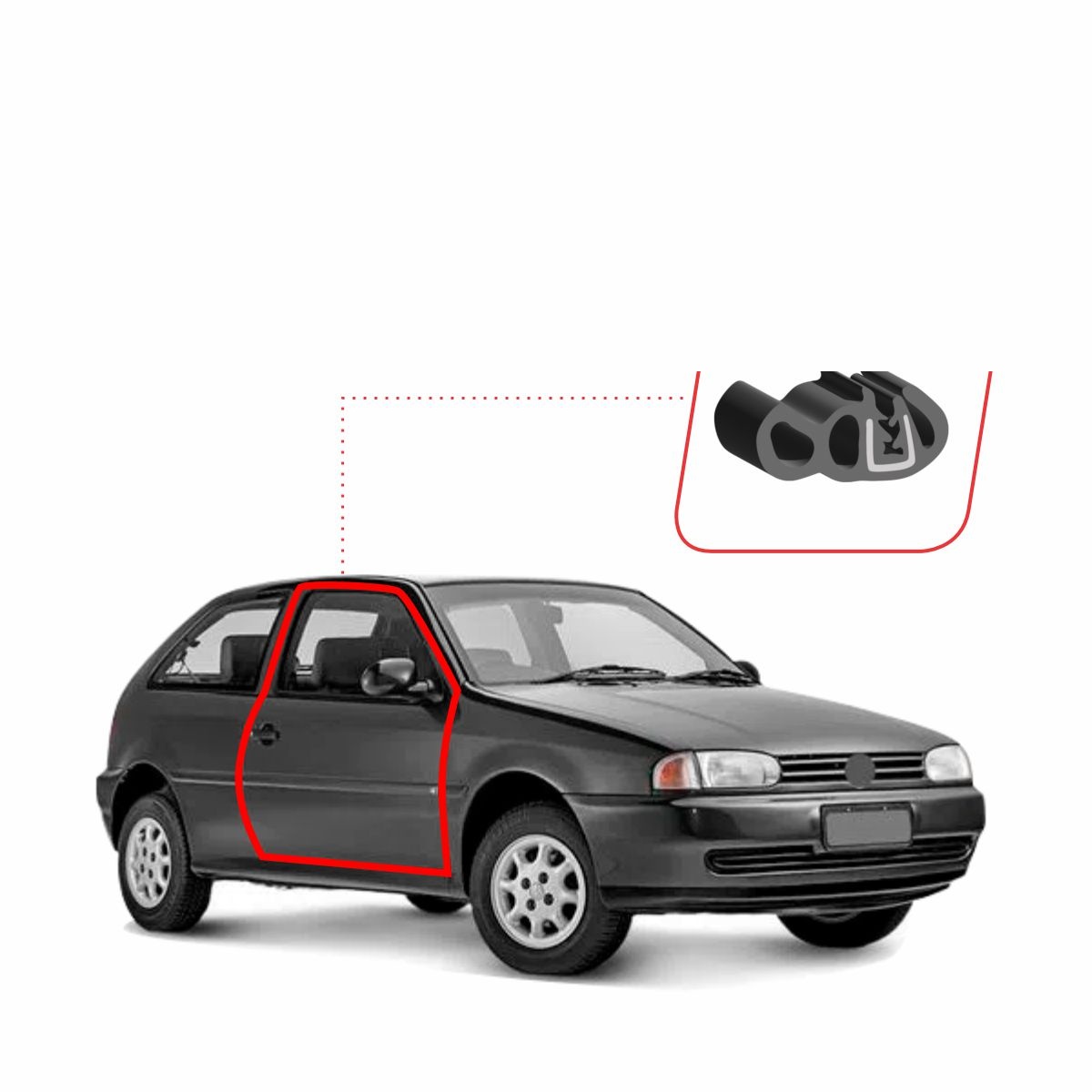 GUARNIÇÃO DA PORTA (TRIBULBO) (C/ABA) (CARROCERIA) (4300MM) NL-10/12 EDC 93/../GOL/PTI/SANT/MONZA/CORSA
